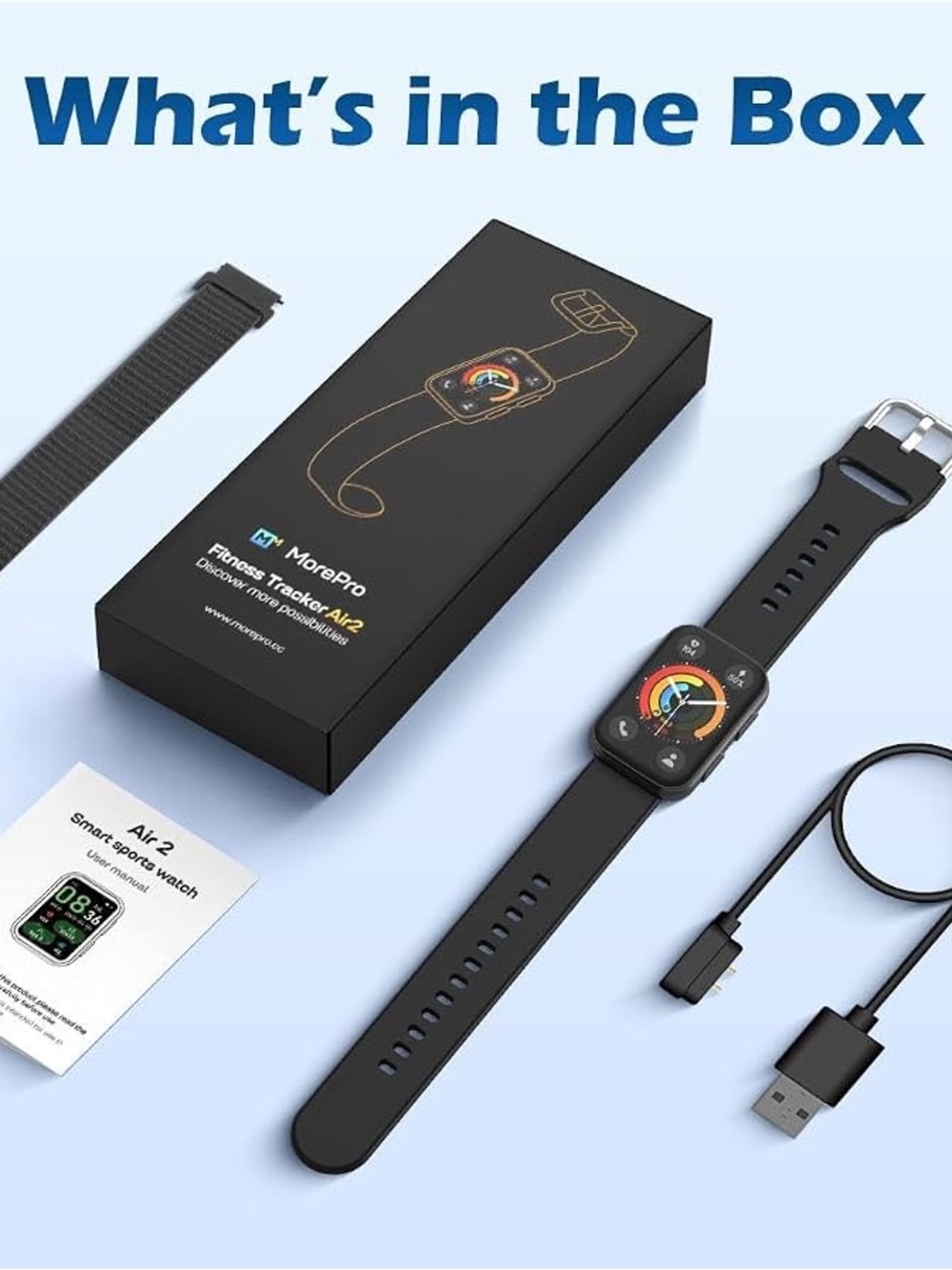 Air2 Black Fitness Tracker Smartwatch
